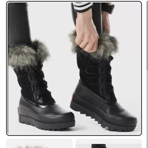 Sorel Joan of Arctic Next Faux Fur waterproof black snow boot EUC spider 9